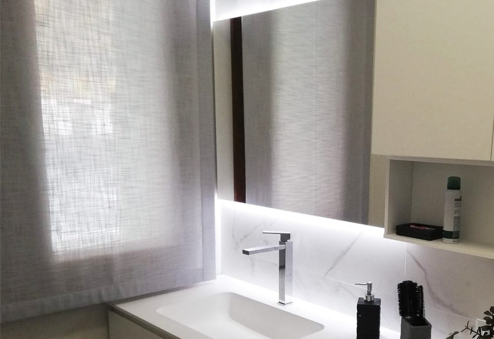 ristrutturazione casa e progetto arredamento stile minimal bagno, soggiorno, camera e cucina showroom arredamento treviso casa evolution