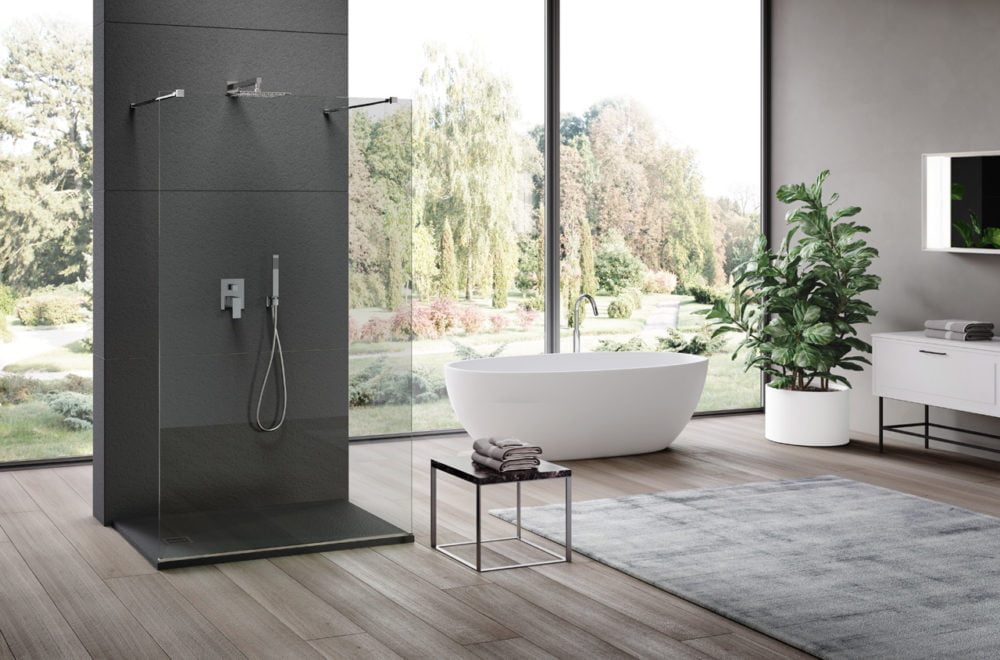 box doccia di design centro stanza showroom arredamento bagno casa evolution