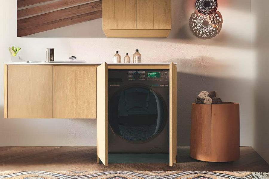 Come progettare un bagno piccolo nascondendo la lavatrice