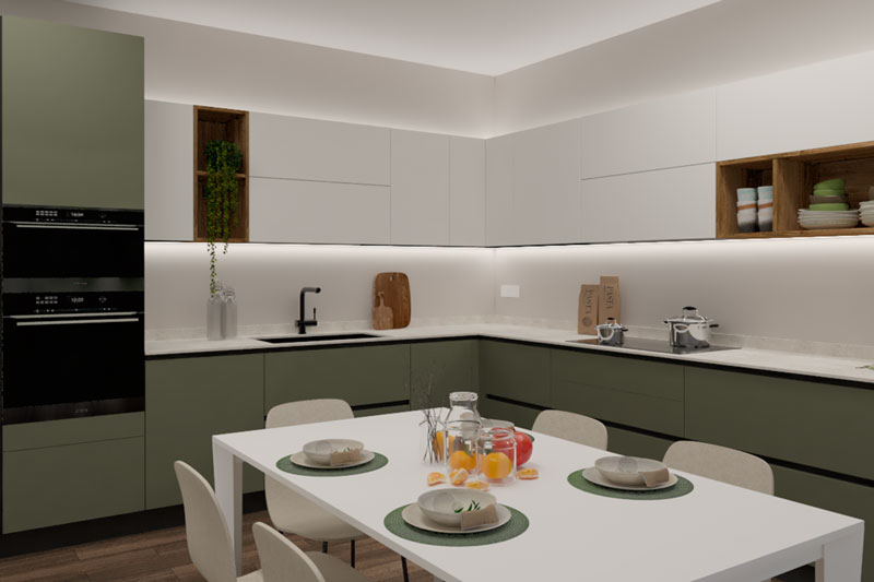 Palette pastello per cucine di tendenza per interior design