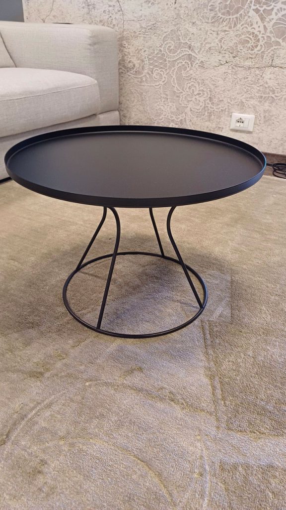 Jago Coffee Table by LeComfort Two Heights in Matte Black Metal