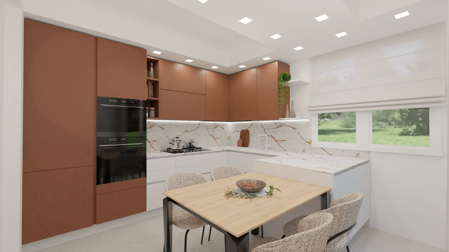 Il marrone è sempre un’ottima scelta per donare un tocco di comfort e calore, e quest’anno la fa da padrone il colore 2025 di Pantone, Mocha Mousse.