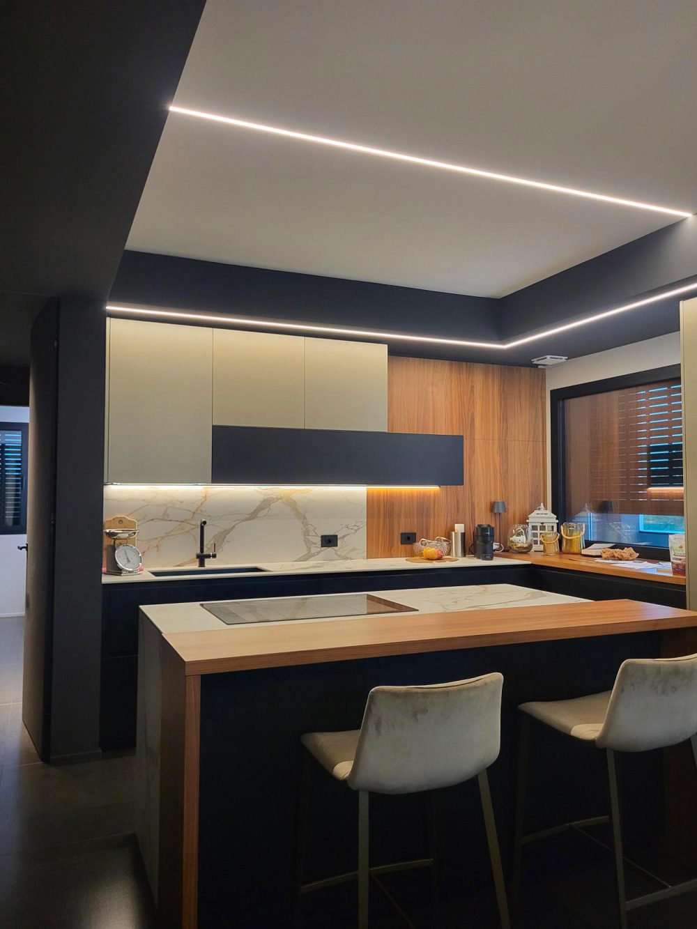 Integrated dining and living space showcasing sophisticated details and modern style.